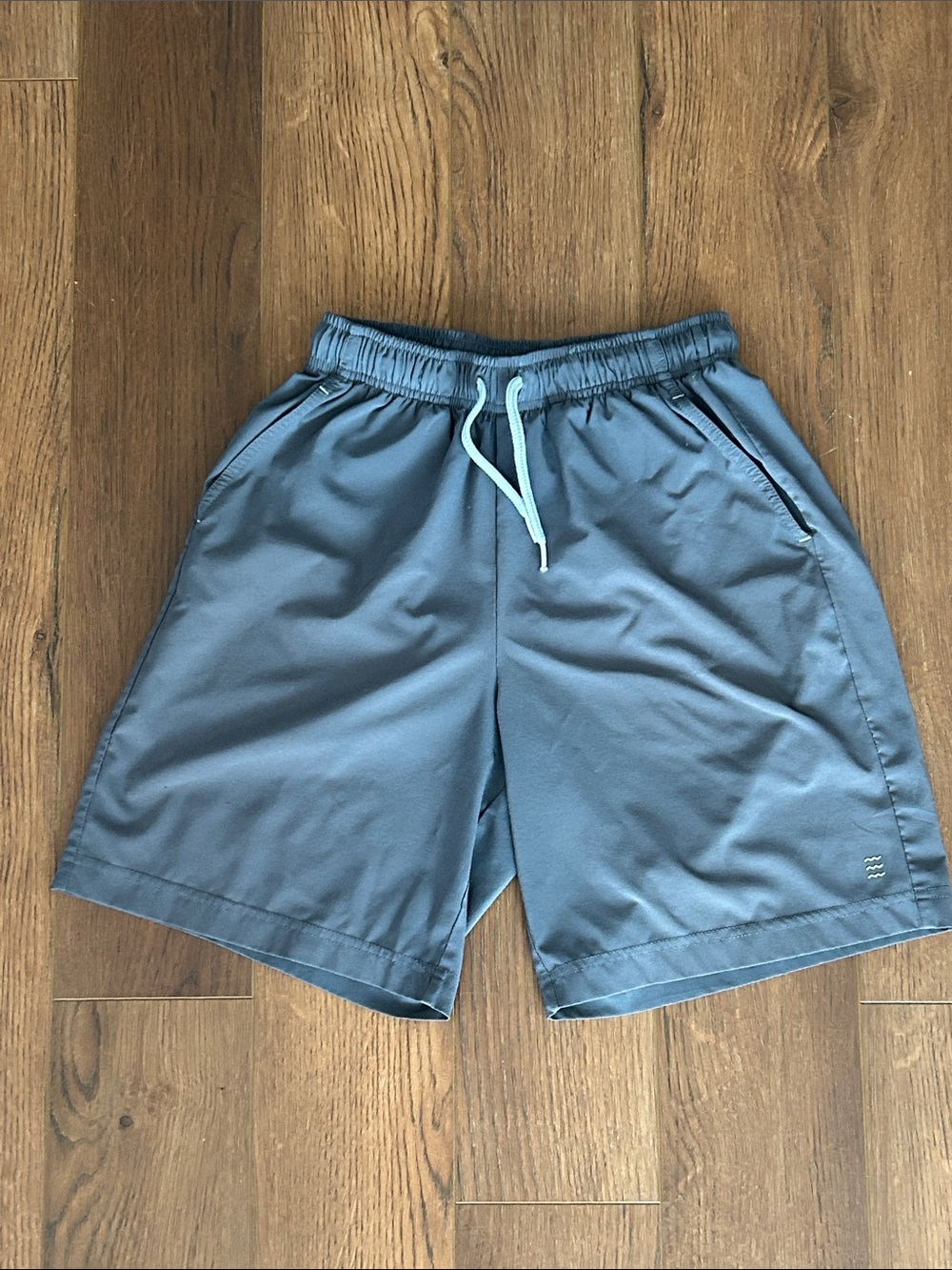 Free Fly Apparel Boys Athletic Shorts in Slate Blue with Light Blue Drawstring